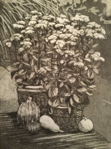 Gravures & estampes intitulée "Sedum d'automne" par Guylène Nguyen Van, Œuvre d'art originale