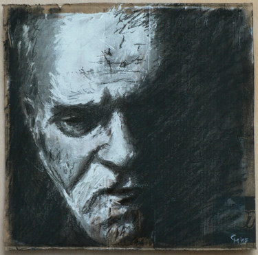 Drawing titled "Thinking man" by Guy Mijten, Original Artwork, Charcoal