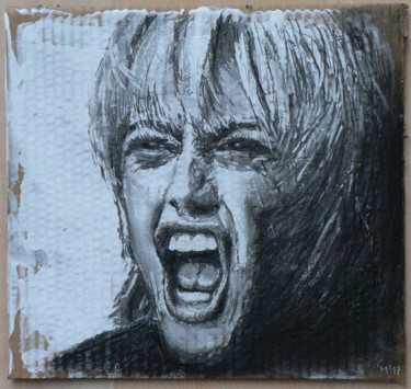 Dessin intitulée "A scream" par Guy Mijten, Œuvre d'art originale, Fusain