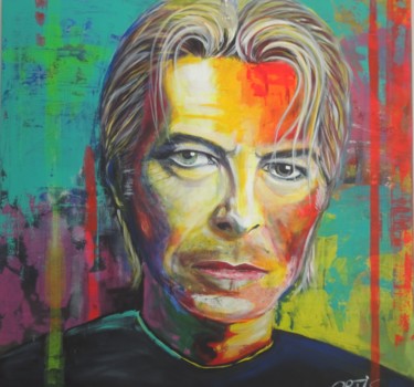Painting titled "David BOWIE" by Guy Ortis, Original Artwork, Acrylic Mounted on Wood Stretcher frame