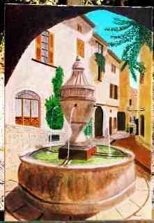 Painting titled "Fontaine en Provence" by Jean Guyou, Original Artwork, Oil