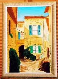 Painting titled "Ramatuelle rue des…" by Jean Guyou, Original Artwork, Oil