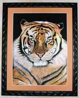 Painting titled "Tête de tigre" by Jean Guyou, Original Artwork, Oil