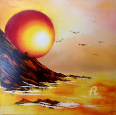 Painting titled "Crépuscule "essai c…" by Guyrichd, Original Artwork, Oil