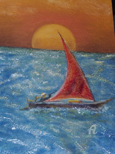 Painting titled "Marin solitaire au…" by Guyrichd, Original Artwork, Acrylic