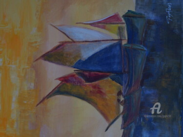 Painting titled "Marine voiliers anc…" by Guyrichd, Original Artwork, Acrylic