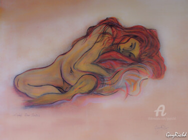 Schilderij getiteld "Fille-aux-cheveux-r…" door Guyrichd, Origineel Kunstwerk, Acryl