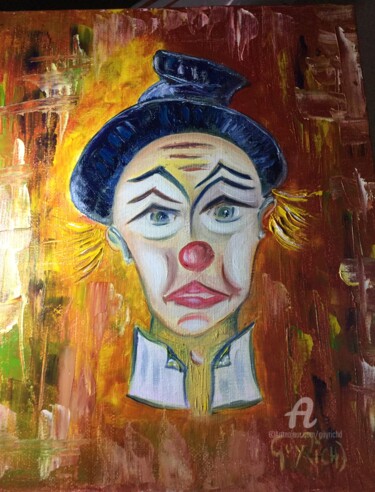 Schilderij getiteld "Clown "Riboule"" door Guyrichd, Origineel Kunstwerk, Olie