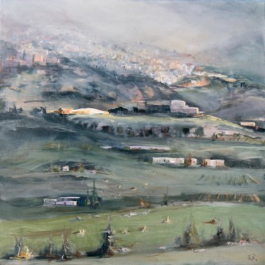 Pittura intitolato "The village in the…" da Guy Rossey, Opera d'arte originale, Olio