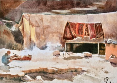 Painting titled "Les tapis" by Guy Rossey, Original Artwork, Watercolor