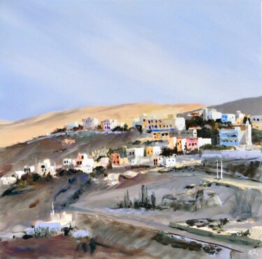 Peinture intitulée "Le village dans le…" par Guy Rossey, Œuvre d'art originale, Huile