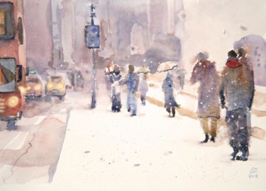 Картина под названием "White winter days" - Guy Rossey, Подлинное произведение искусства, Масло