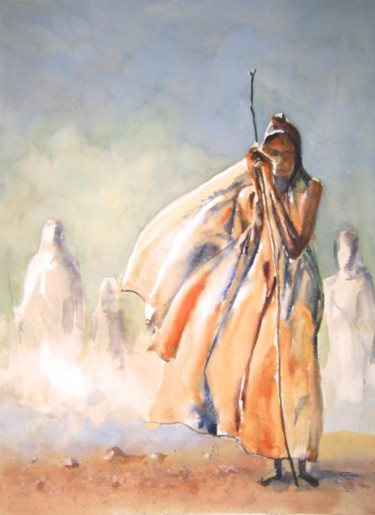 Schilderij getiteld "The Sandstorm" door Guy Rossey, Origineel Kunstwerk, Olie