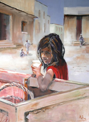 Peinture intitulée "The little girl wit…" par Guy Rossey, Œuvre d'art originale, Huile