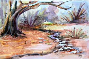 Painting titled "Les irrigations des…" by Guy Rossey, Original Artwork, Watercolor