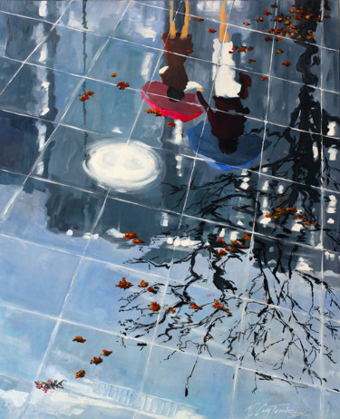 Peinture intitulée "Tokyo, trottoir mir…" par Guy Terrier, Œuvre d'art originale, Acrylique Monté sur Châssis en bois