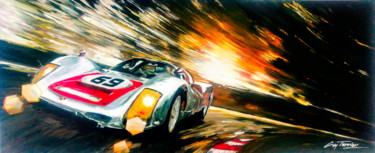 绘画 标题为“porsche 906” 由Guy Terrier, 原创艺术品, 丙烯 安装在木质担架架上