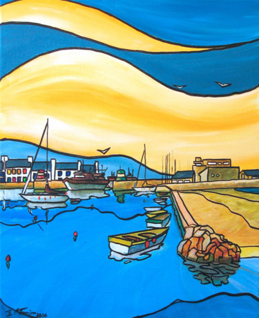 Painting titled "Triptyque Breton 2a" by Guy Terrier, Original Artwork, Acrylic