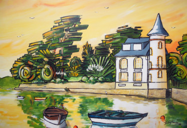 Malerei mit dem Titel "Arradon, La Tour Vi…" von Guy Terrier, Original-Kunstwerk, Acryl