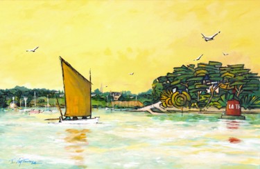 Malerei mit dem Titel "A la pointe d'Arrad…" von Guy Terrier, Original-Kunstwerk, Acryl