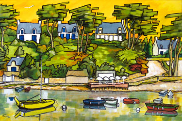Картина под названием "Arradon à marée hau…" - Guy Terrier, Подлинное произведение искусства, Акрил