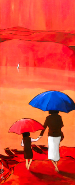Pintura titulada "Tokyo, rouge tripty…" por Guy Terrier, Obra de arte original, Acrílico