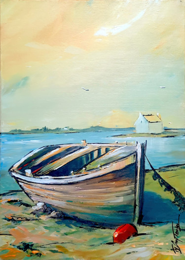 Pintura intitulada "Une barque à Saint…" por Guy Terrier, Obras de arte originais, Acrílico