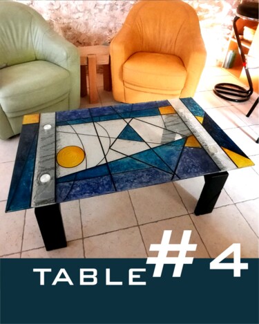 Design intitulée "Table #4" par Guy Terrier, Œuvre d'art originale, Verre