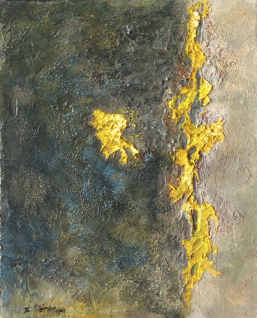 Pintura titulada "Lichen et basalt gr…" por Guy Terrier, Obra de arte original, Otro