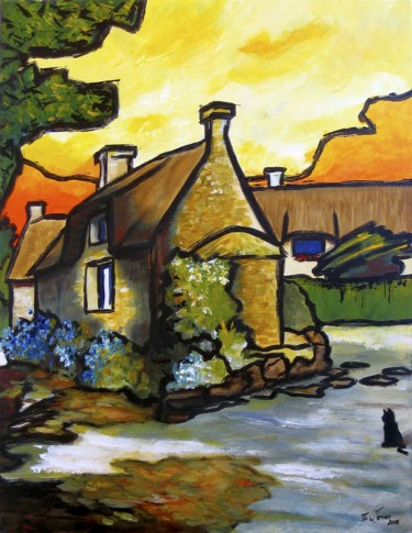 Peinture intitulée "Cahire, Plougoumelen" par Guy Terrier, Œuvre d'art originale, Acrylique