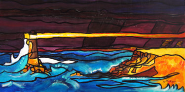 Pittura intitolato "Un phare dans la te…" da Guy Terrier, Opera d'arte originale, Acrilico