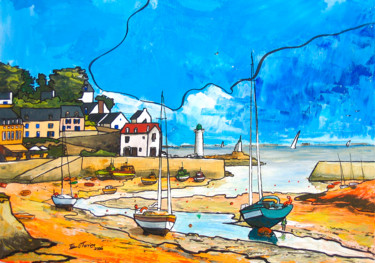 Peinture intitulée "Belle-île en mer" par Guy Terrier, Œuvre d'art originale, Acrylique