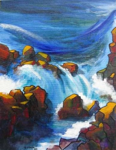 Painting titled "Fleurs de mer" by Guy Terrier, Original Artwork, Oil