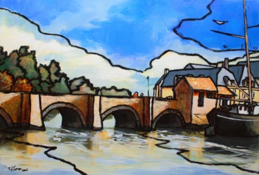 Peinture intitulée "Le pont de Saint Go…" par Guy Terrier, Œuvre d'art originale, Acrylique