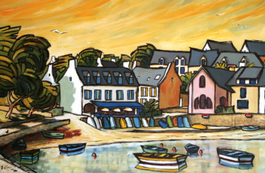 Painting titled "Port Sainte Marine I" by Guy Terrier, Original Artwork, Acrylic