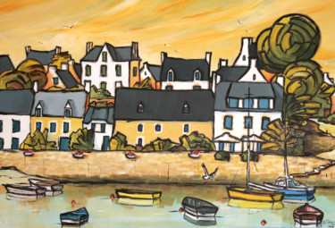 Painting titled "Port Sainte Marine…" by Guy Terrier, Original Artwork, Acrylic