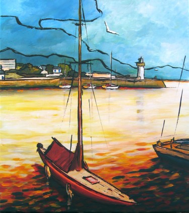 Painting titled "Port-Haliguen, le p…" by Guy Terrier, Original Artwork, Acrylic