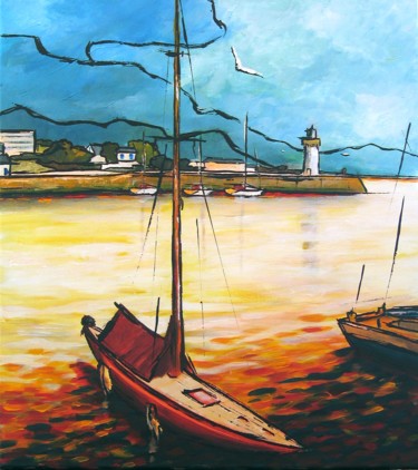 Malerei mit dem Titel "Port-Haliguen, le p…" von Guy Terrier, Original-Kunstwerk, Acryl