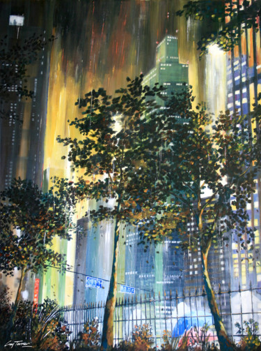 Pintura titulada "Tokyo, dans Central…" por Guy Terrier, Obra de arte original, Acrílico