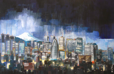 Malerei mit dem Titel "Tokyo, Shinjuku les…" von Guy Terrier, Original-Kunstwerk, Acryl