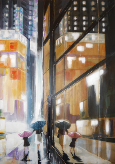 Schilderij getiteld "Tokyo Etude, le pas…" door Guy Terrier, Origineel Kunstwerk, Acryl
