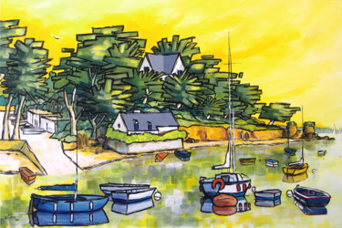 Peinture intitulée "Arradon à marée hau…" par Guy Terrier, Œuvre d'art originale, Acrylique