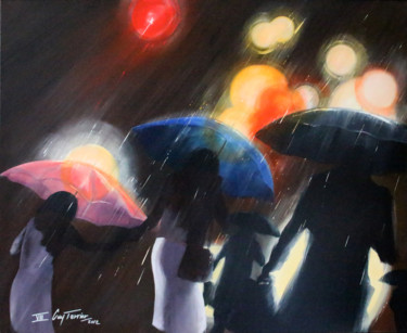 Peinture intitulée "Tokyo, les halos de…" par Guy Terrier, Œuvre d'art originale, Acrylique