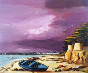 Painting titled "Sur le chemin côtie…" by Guy Terrier, Original Artwork, Acrylic