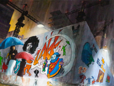 Malarstwo zatytułowany „Tokyo, le chantier” autorstwa Guy Terrier, Oryginalna praca, Akryl