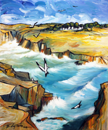 Painting titled "Port Kerel" by Guy Terrier, Original Artwork, Acrylic
