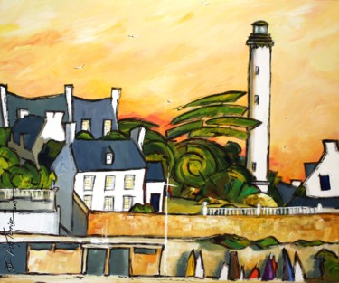 Картина под названием "Le phare de Benodet" - Guy Terrier, Подлинное произведение искусства, Акрил