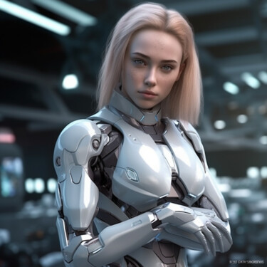 Digital Arts titled "Robot Girl" by Guze, Original Artwork, AI generated image