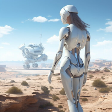 Digital Arts titled "Robot Girl 4" by Guze, Original Artwork, AI generated image