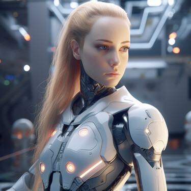 Digital Arts titled "Robot Girl 6" by Guze, Original Artwork, AI generated image